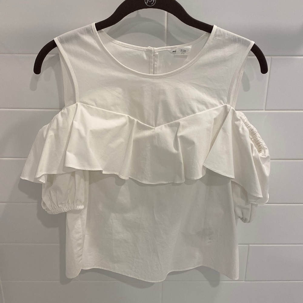Club Monaco- white cold shoulder top